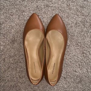 Brown leather pointed flats